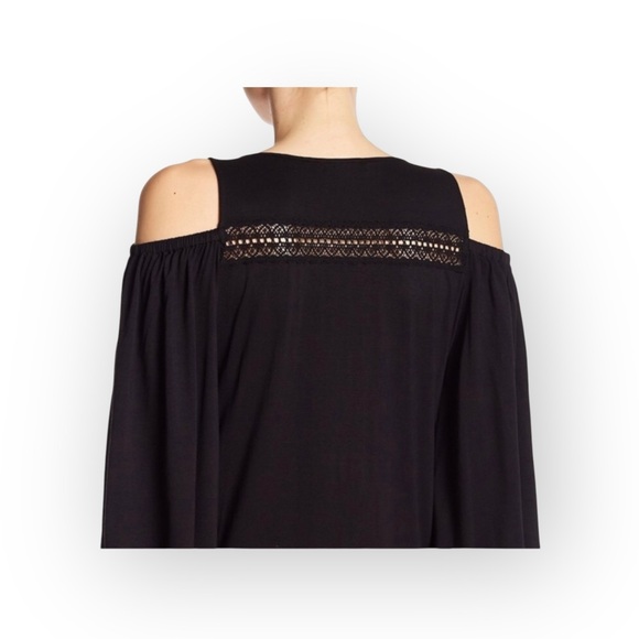 new Hale Bob 𖣔 Shaina Silk Cold Shoulder Cut Out Top 𖣔 Black XS 𖣔 - Picture 8 of 14